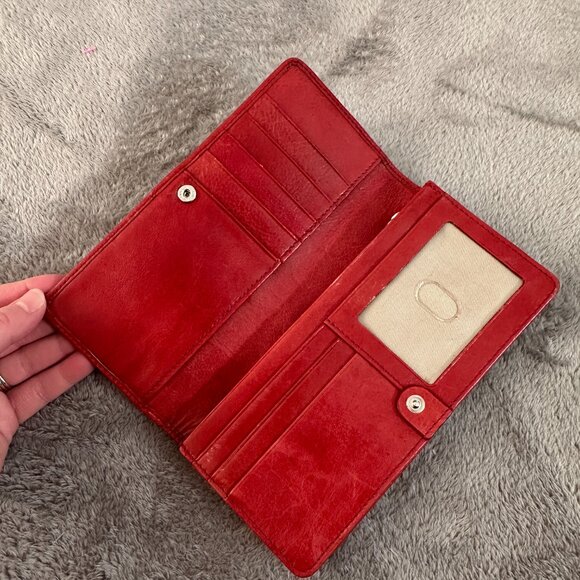 Hobo International Red Leather Wallet Clutch Purse - Picture 5 of 7